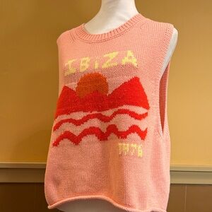 Urban Outfitters BDG Capri Destination  Knit Vest  sz L Graphic Slouchy Festival